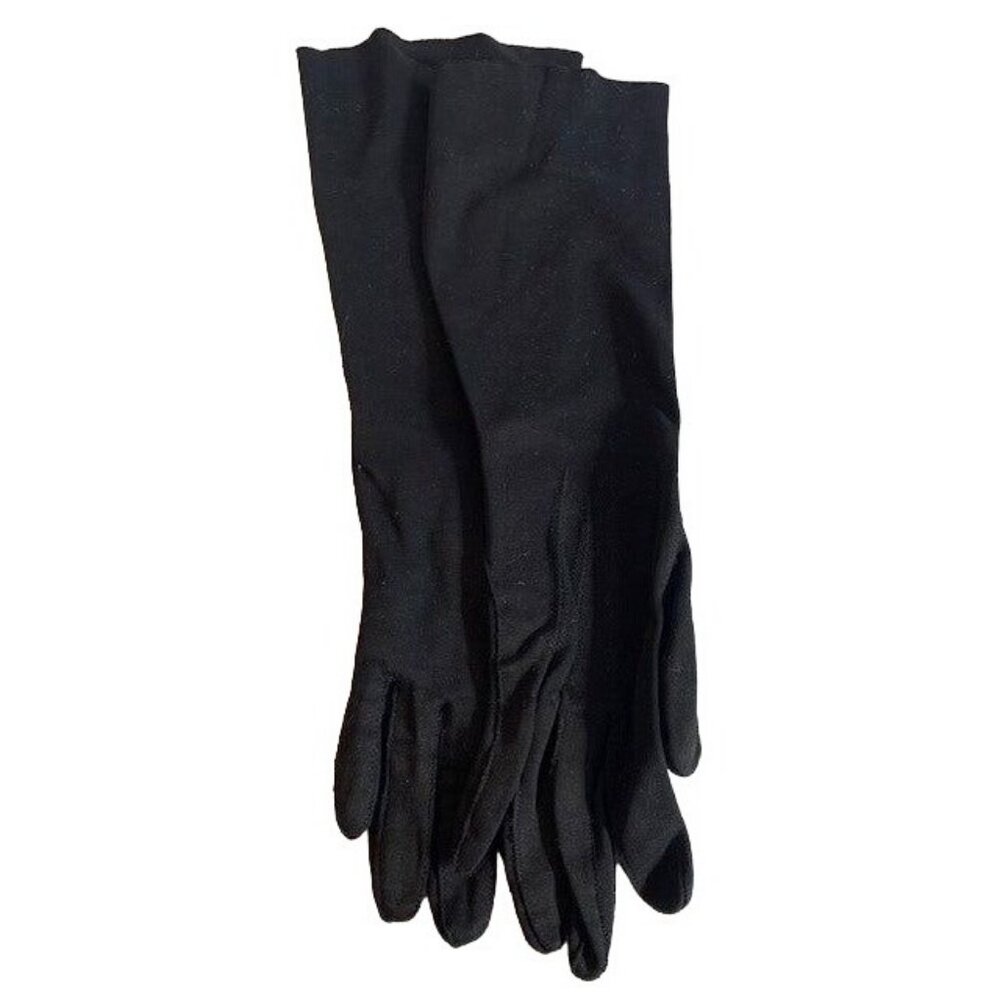 Vintage Womens Black Long Gloves 14" Elegant Evening Wear Accessory Nylon Stretc